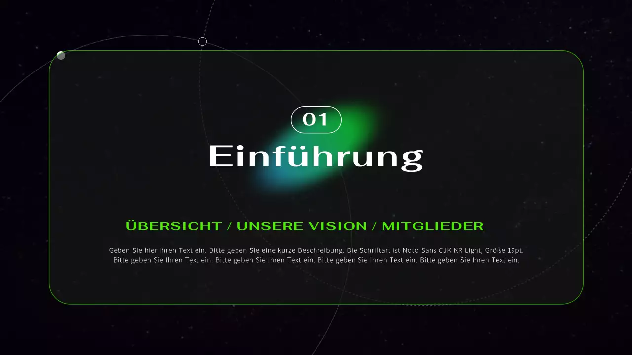 Schwarz und Neon kybernetische futuristische Astronautik Präsentation