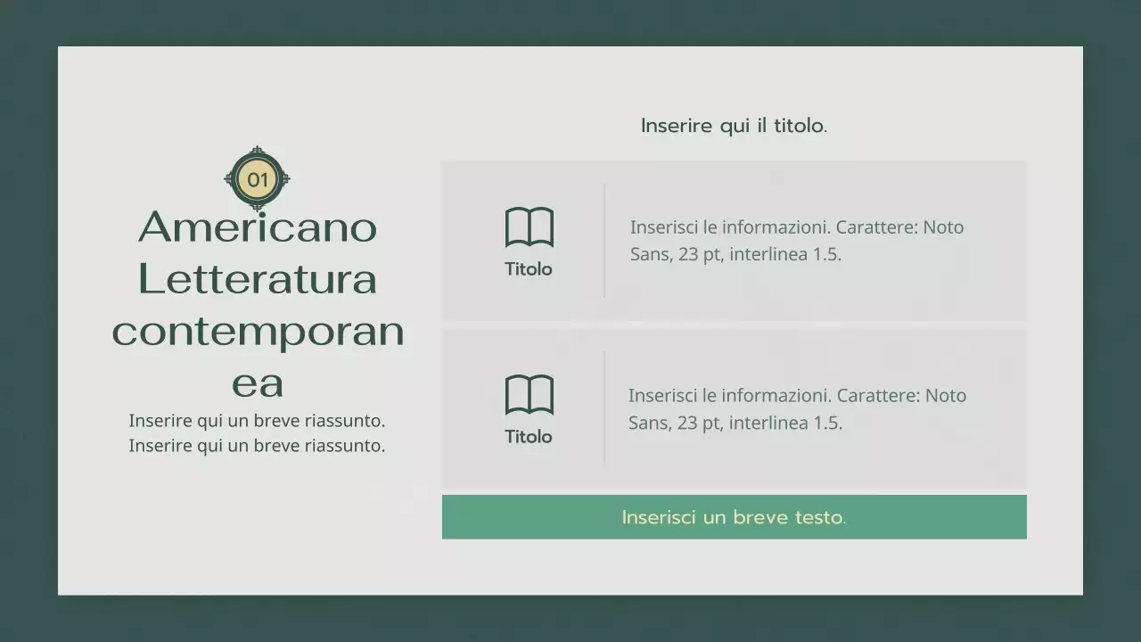 Atmosfera verde e rilassante Corso di letteratura moderna