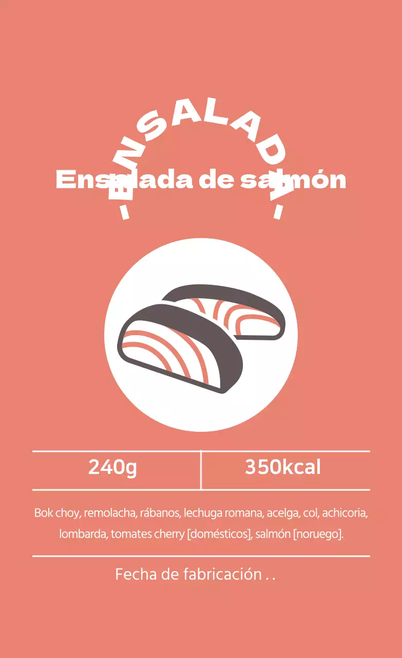 Etiquetas ilustradas rosas para ensaladas