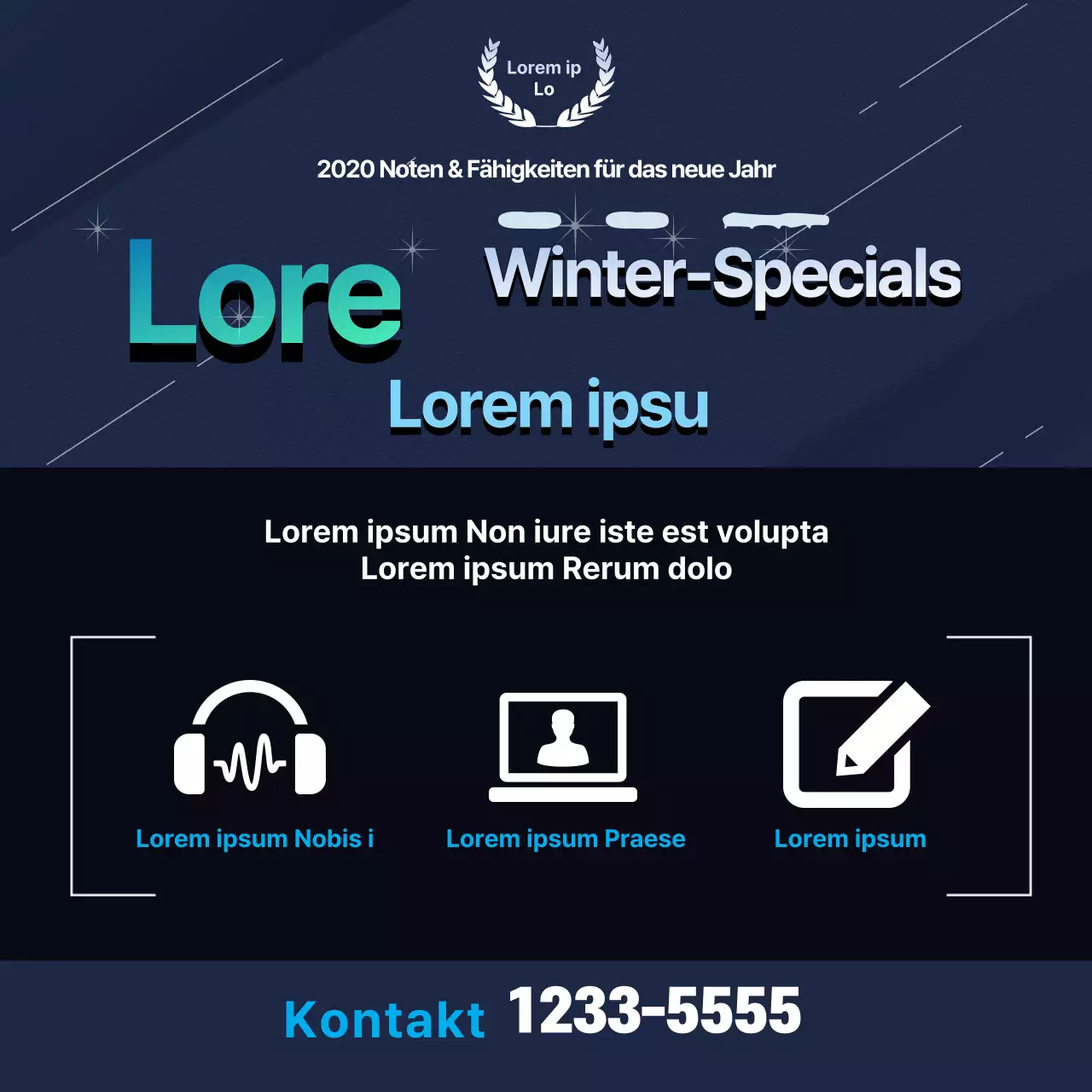 Marineblaue Icon-Schriftzüge Hervorgehobene Werbung für Schulunterricht