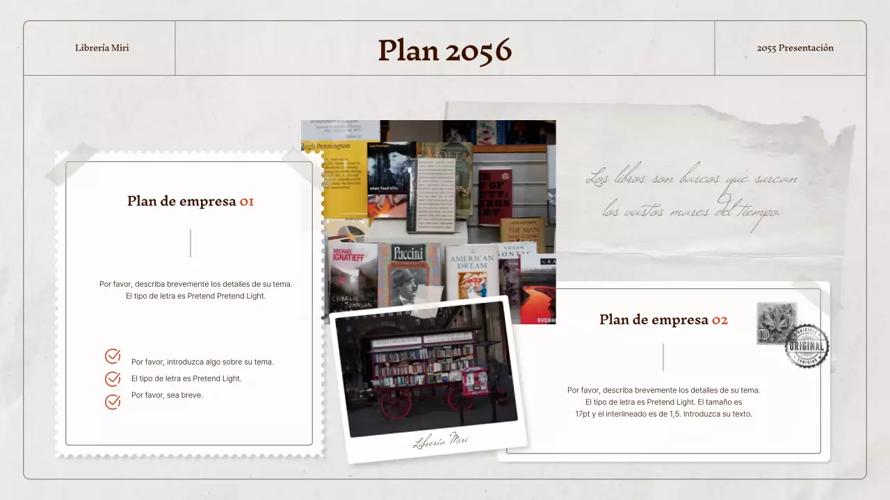 Un perfil de empresa vintage en beige y gris