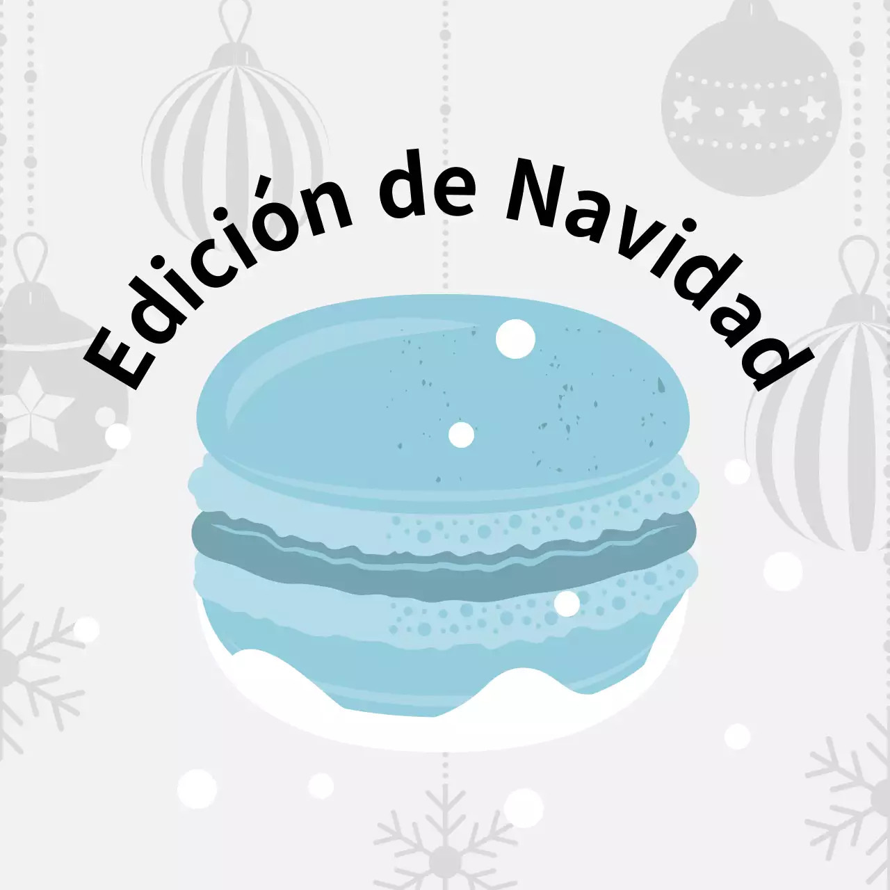 Azul ilustración lindo navidad café postre macaron etiquetas para macarons