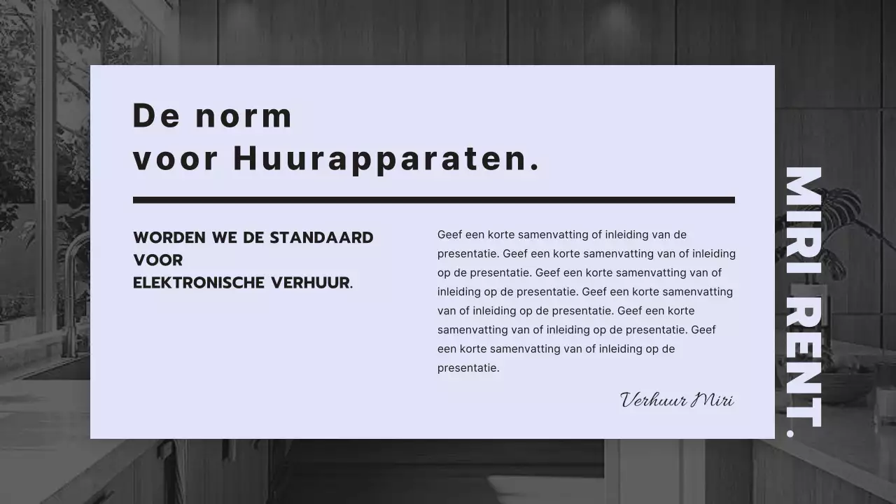 Strak en modern voorstel voor verhuurservice met een mauve achtergrond