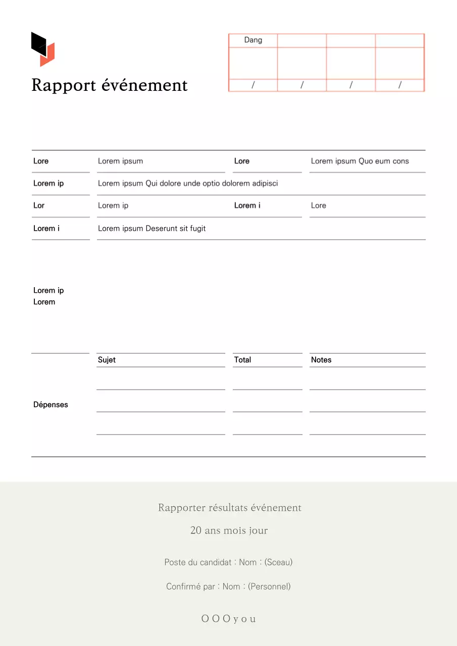 Rapport de résultats d'événements propre en blanc et beige