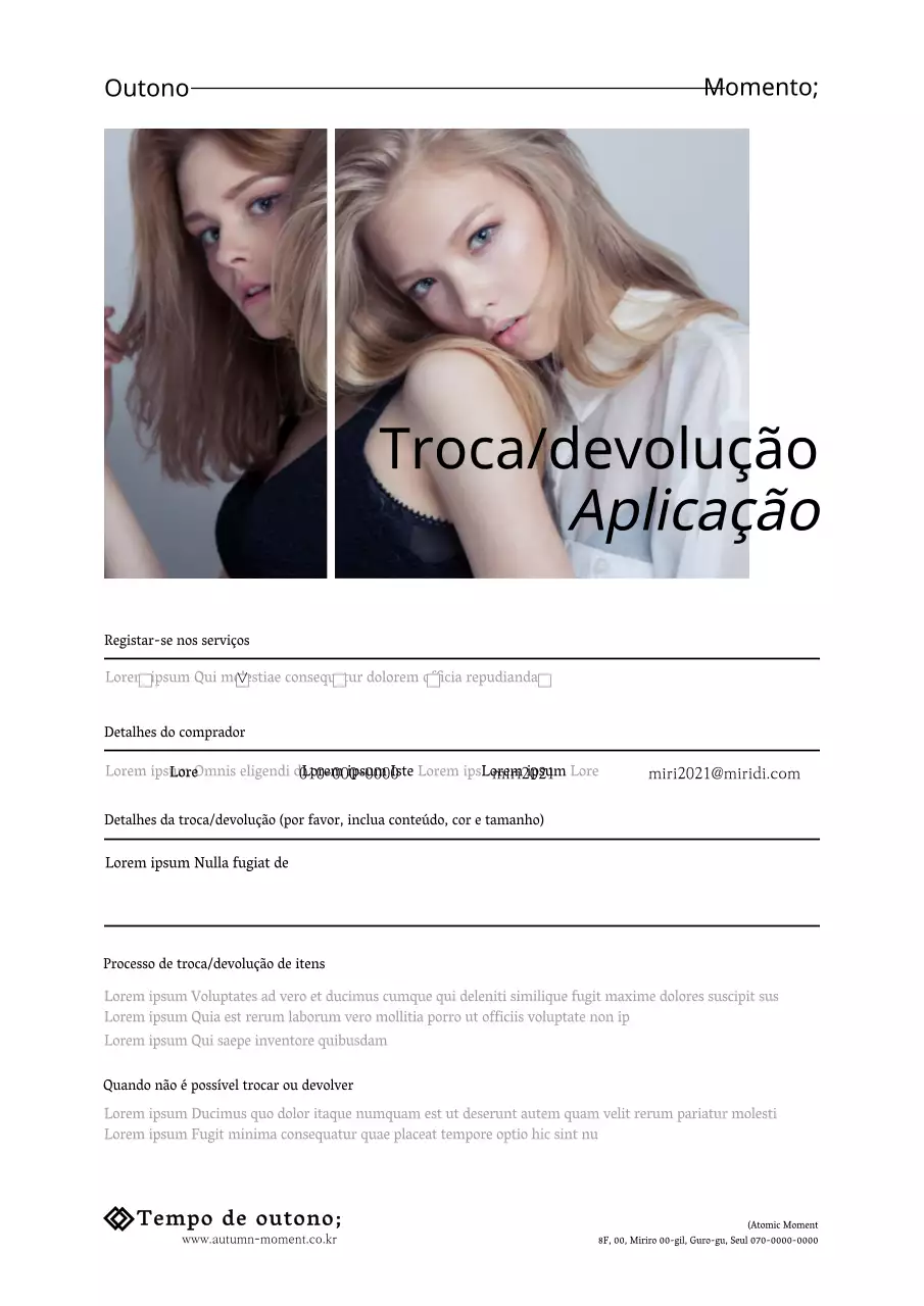 Um modelo de documento de recibo de devolução de um centro comercial limpo, a preto e branco, com imagens