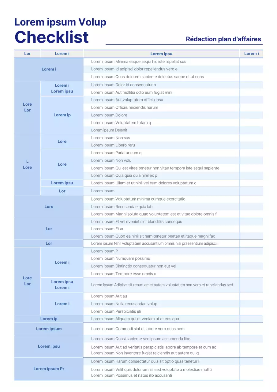 Liste de contrôle pour la préparation d'une entreprise à la création d'un parc industriel bleu