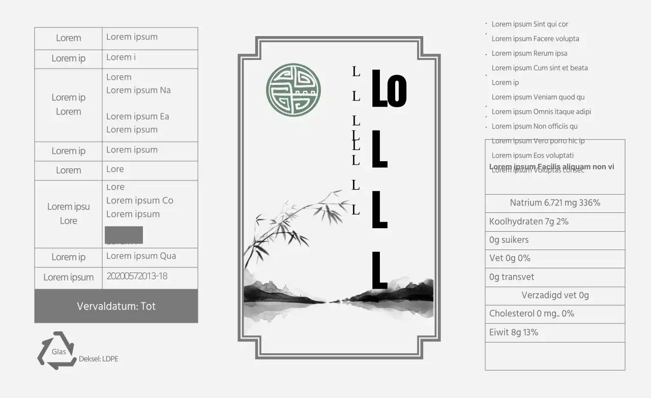 Sticker met informatie over sojasaus