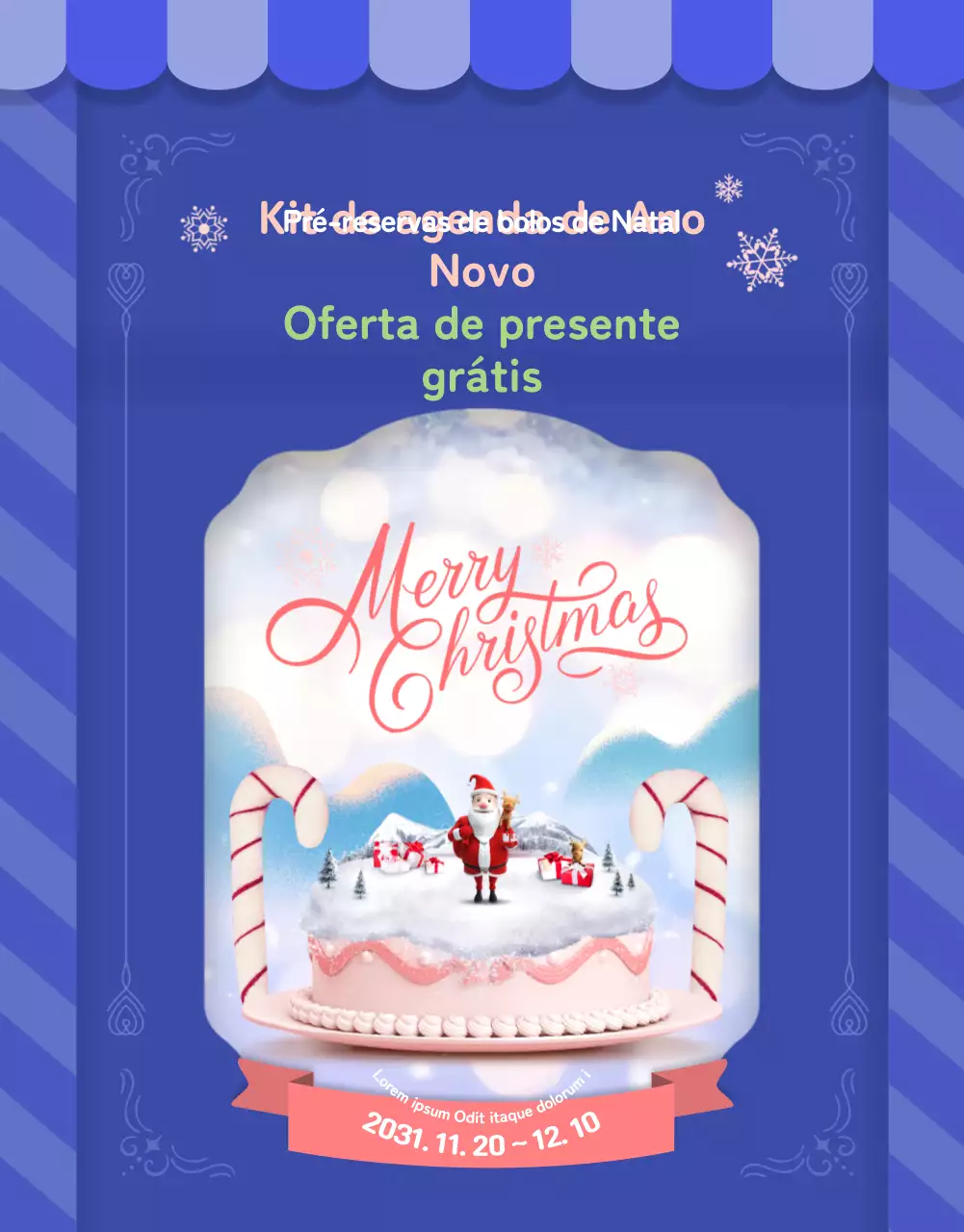 Oferta de pré-encomenda de bolos com um bonito design de cartão em azul ultramarino brilhante