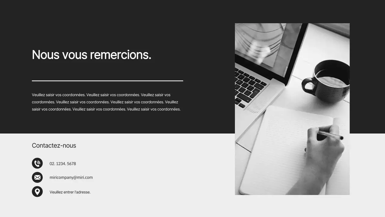 Un profil d'entreprise simple en noir et blanc