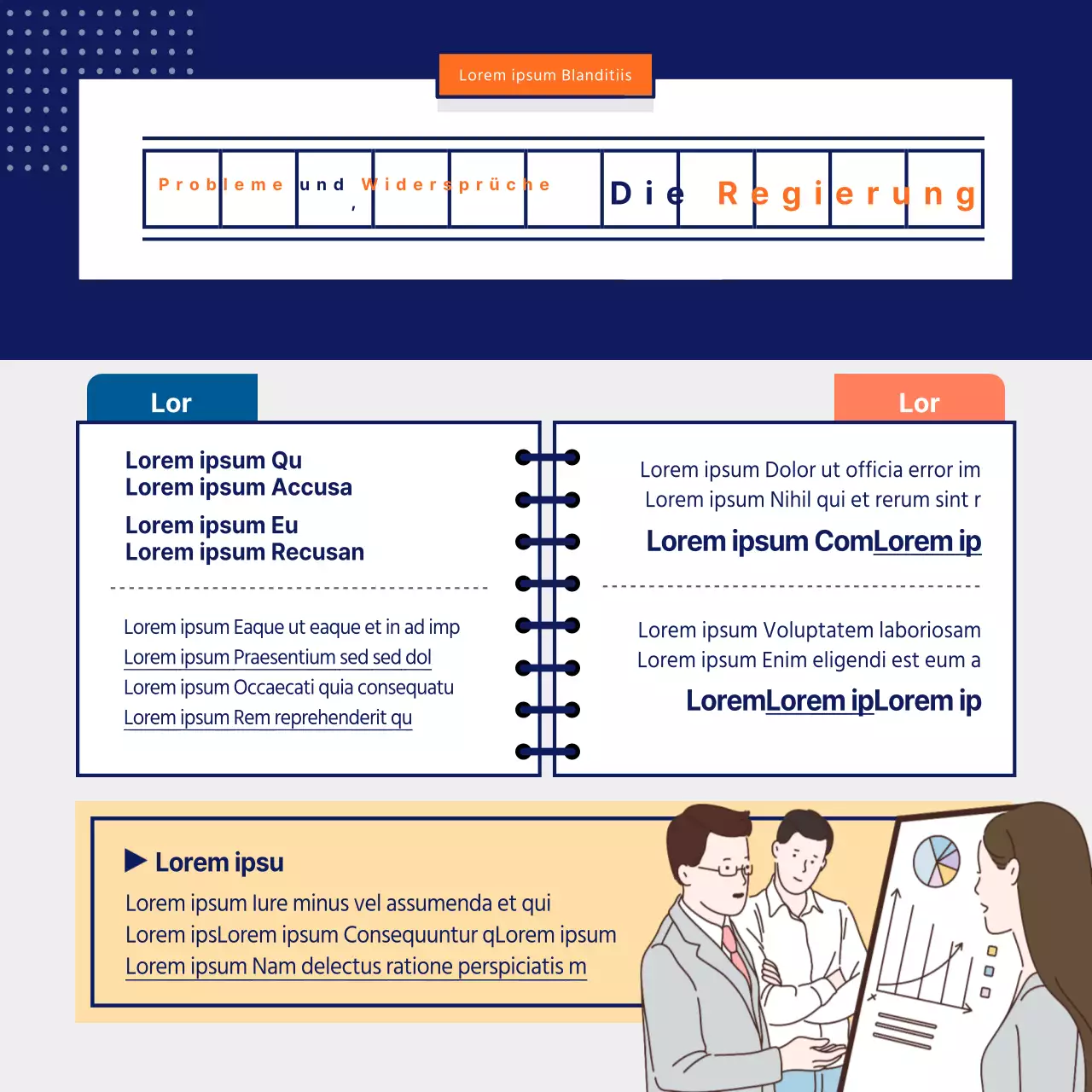 Marineblaues und graues Design für Informationen zum Flächennutzungsrecht und zur Eigentumsförderung