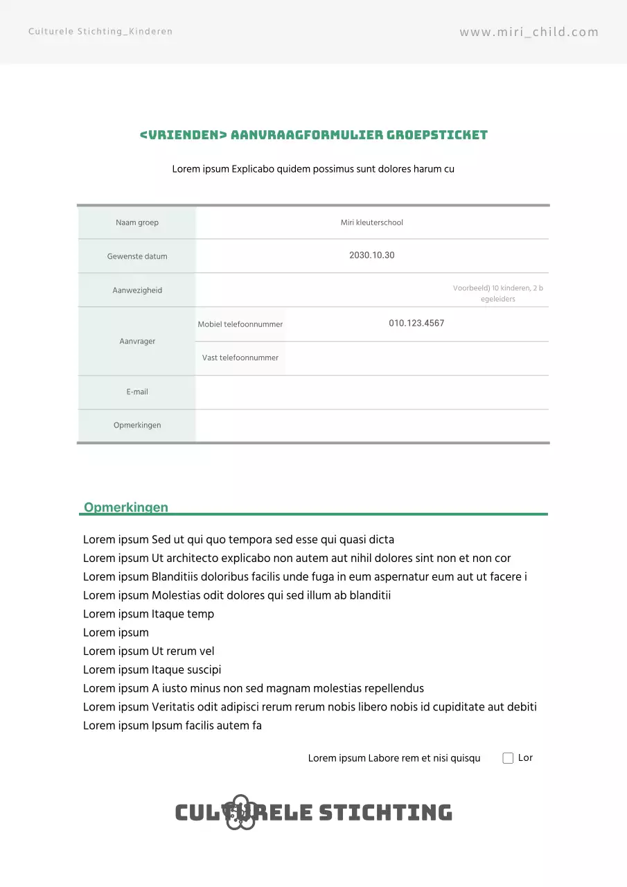 Groen eenvoudig contract