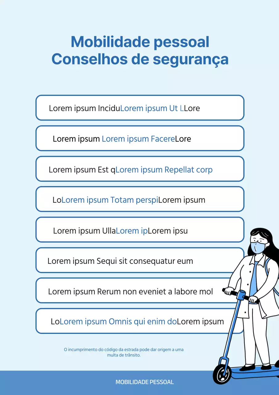 Um guia de conselhos de segurança minimalistas em azul claro e azul
