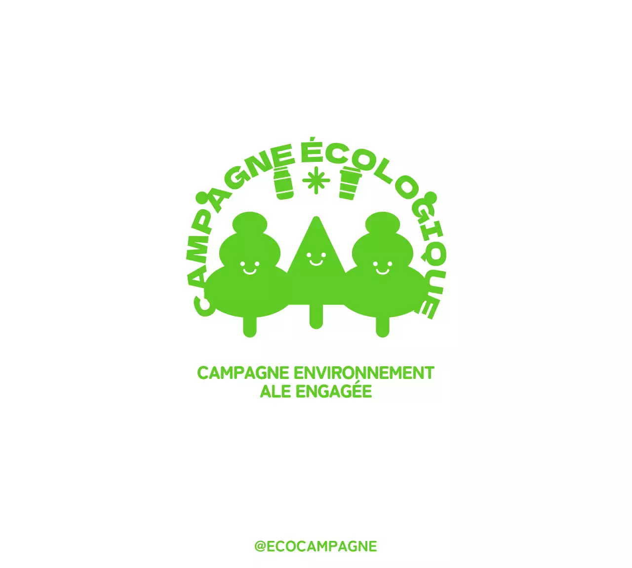 Des campagnes écologiques stylisées avec des personnages en bois câlins et des combinaisons de textes