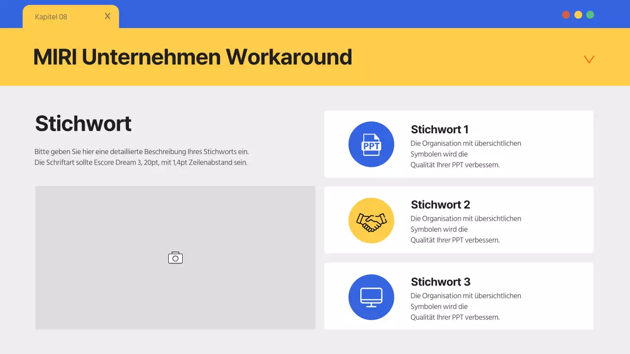 Ein einfacher blauer und gelber Firmenbriefkopf