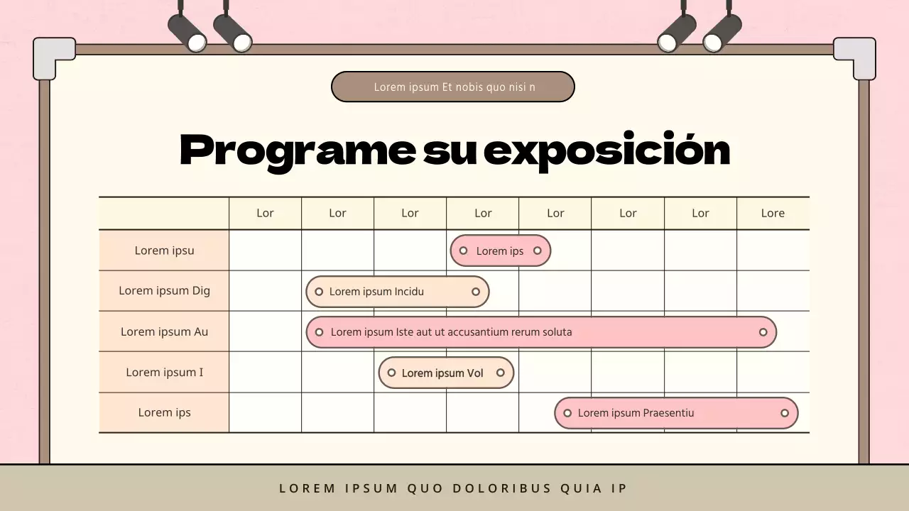 Propuesta de exposición de arte infantil minimalista en rosa y marrón