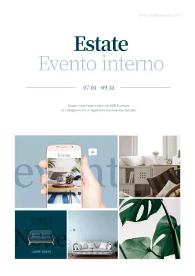 Poster promozionale per eventi interni estivi moderni in bianco