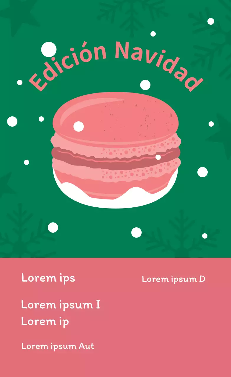 Rosa verde ilustración lindo navidad café postre macaron etiqueta