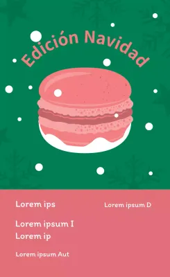 Rosa verde ilustración lindo navidad café postre macaron etiqueta