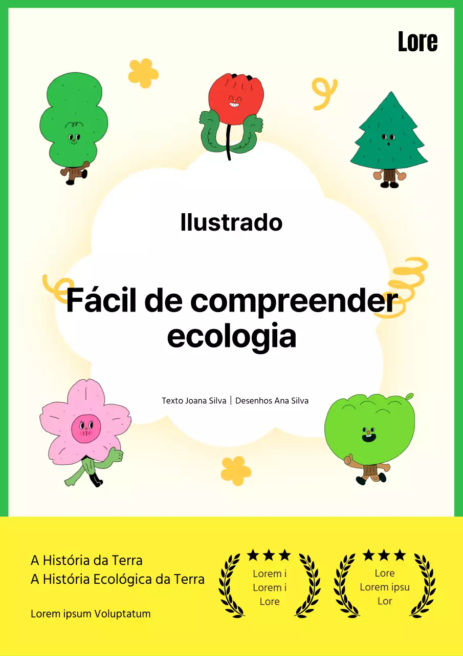 Aprenda sobre a ecologia com estas simpáticas personagens da natureza num tema verde e amarelo
