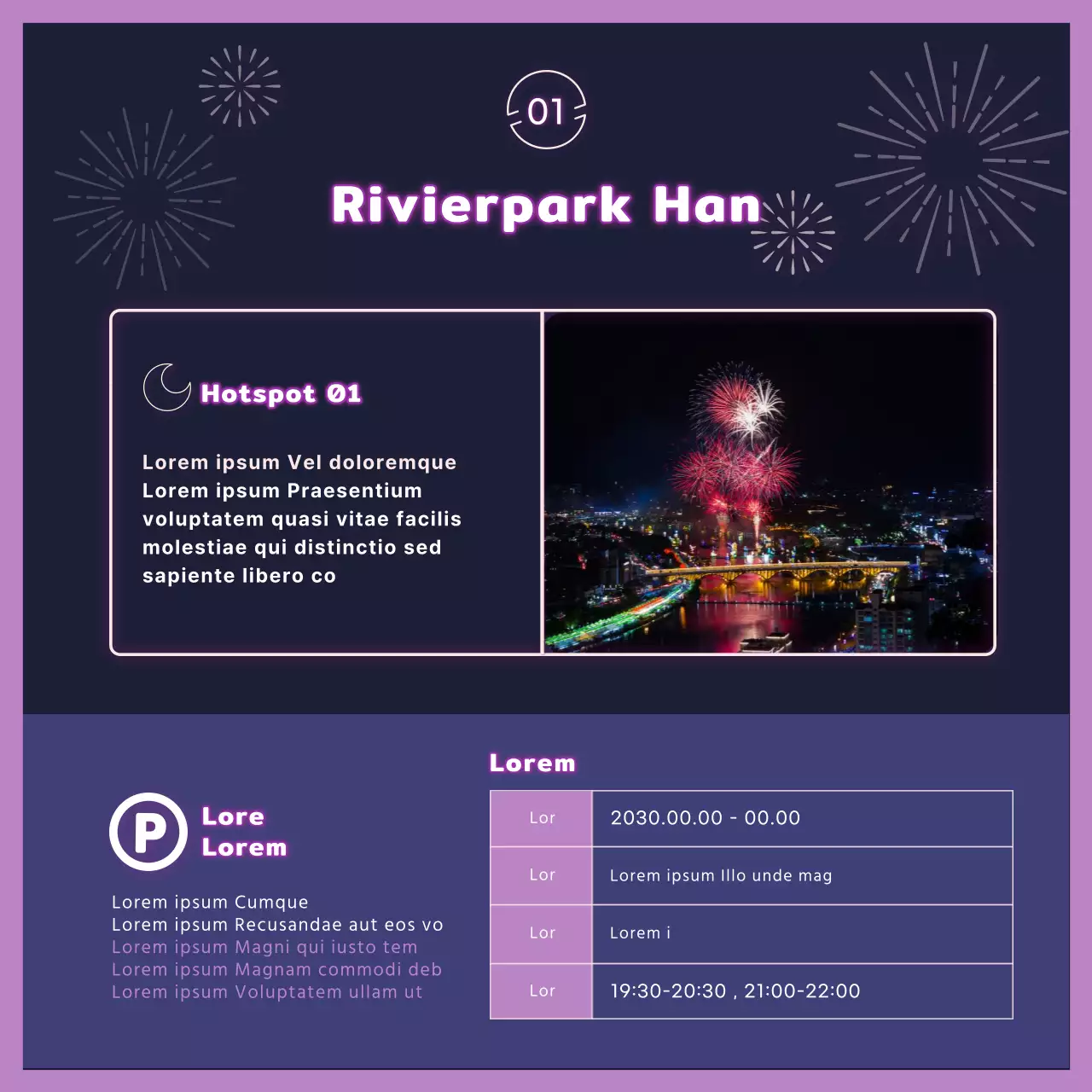 Vuurwerk in paars neon CardNews