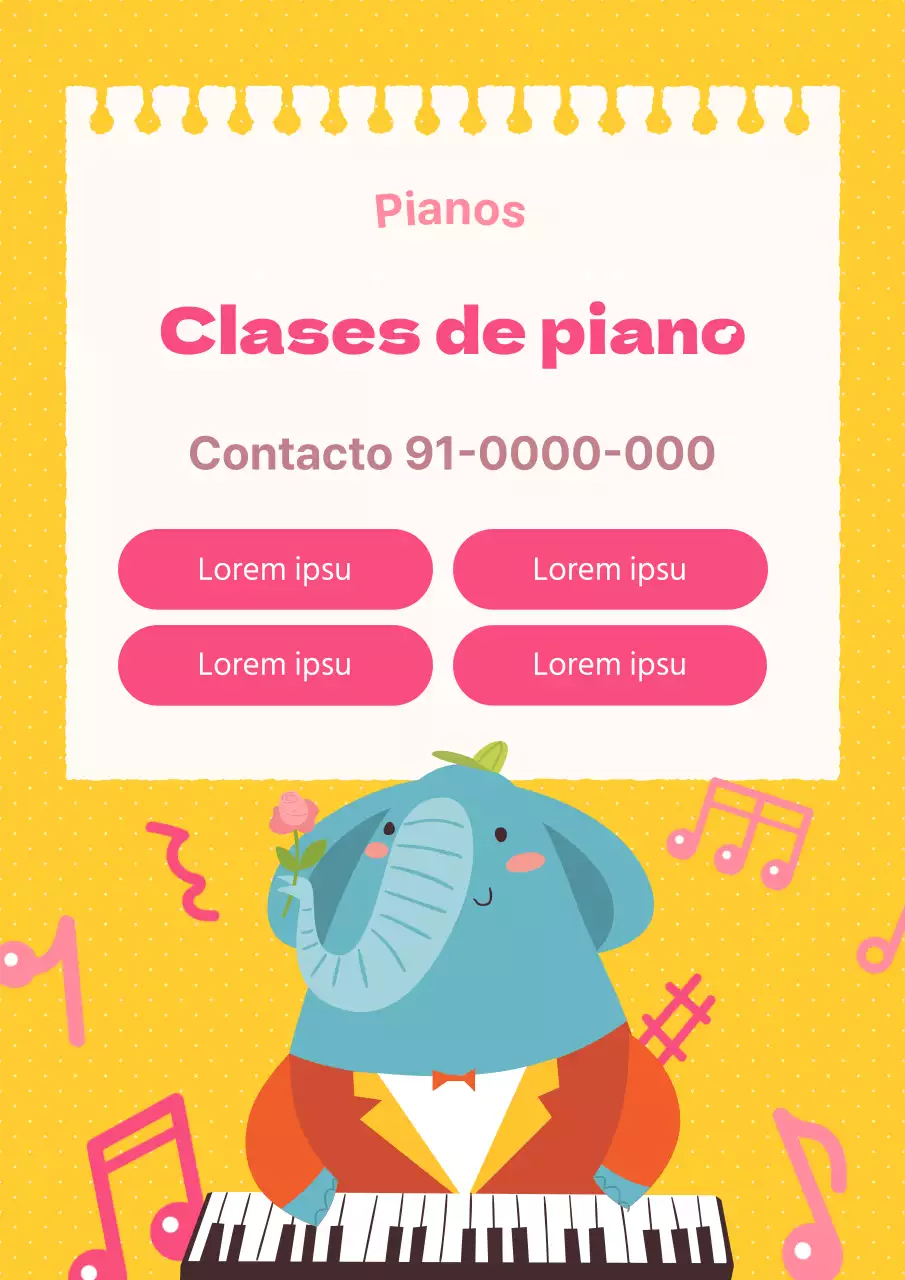 Promociona unas bonitas clases de piano en amarillo