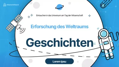 YouTube-Miniaturansicht des Wissenschaftstages mit blauem Weltraum-Illustrationskonzept