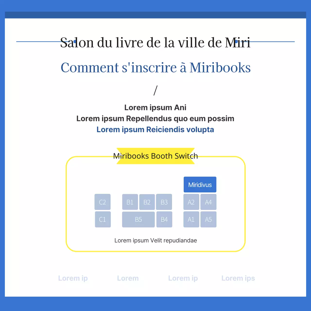 Un guide pour une foire du livre simple en bleu et blanc
