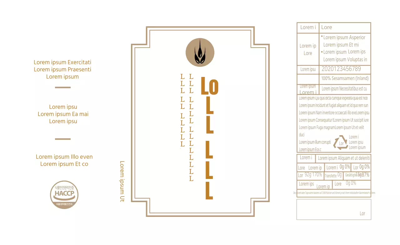 Weiß-beiges Retro-Perillaöl-Lebensmittelinformationsetikett