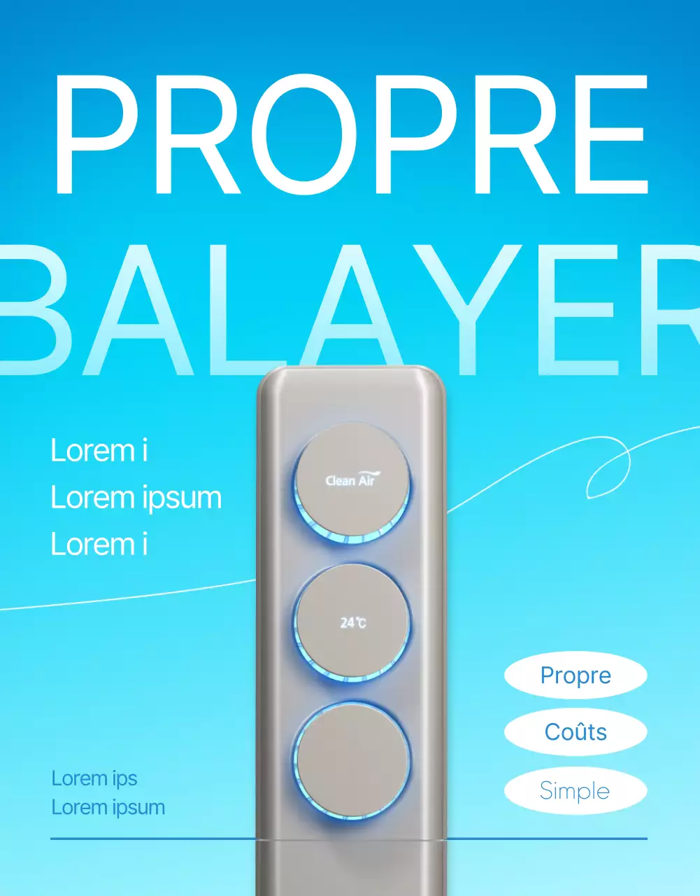 Promouvoir le nettoyage de l'air conditionné bleu ciel