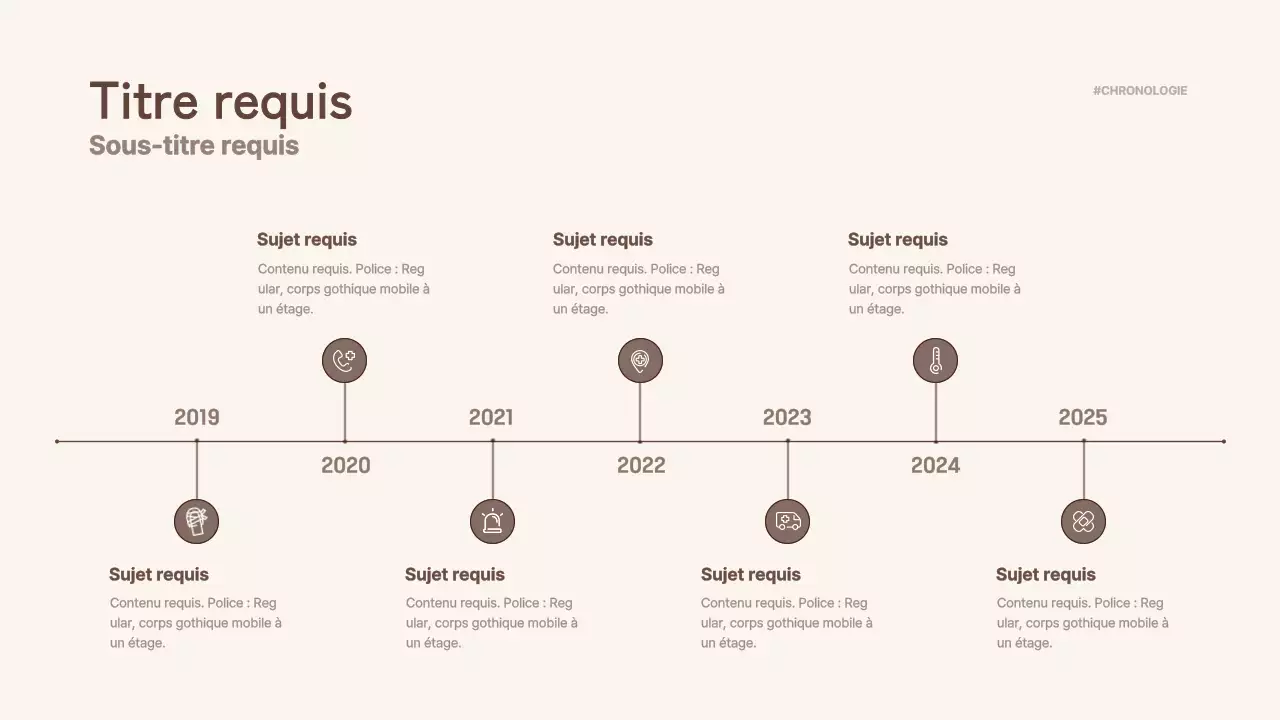 Tableau chronologique avec le concept simple du marron