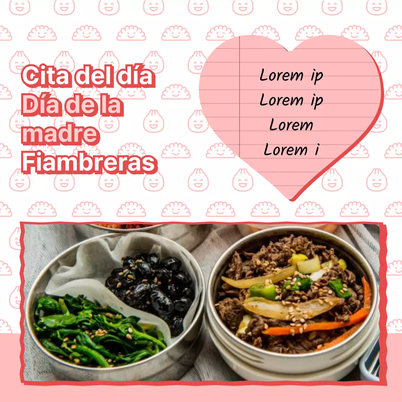 Guía de comidas para la fiambrera rosa y blanca