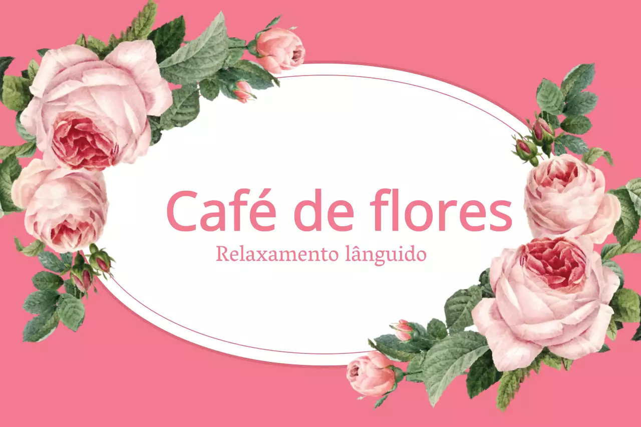 Promover um café de flores com uma fotografia de rosas cor-de-rosa