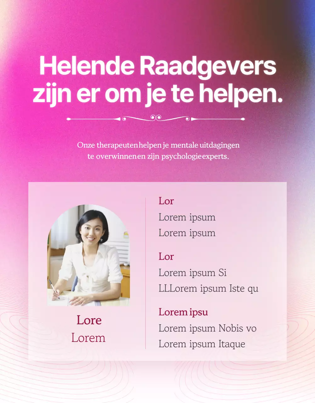 Bevorder roze, dromerige, emotionele psychotherapie