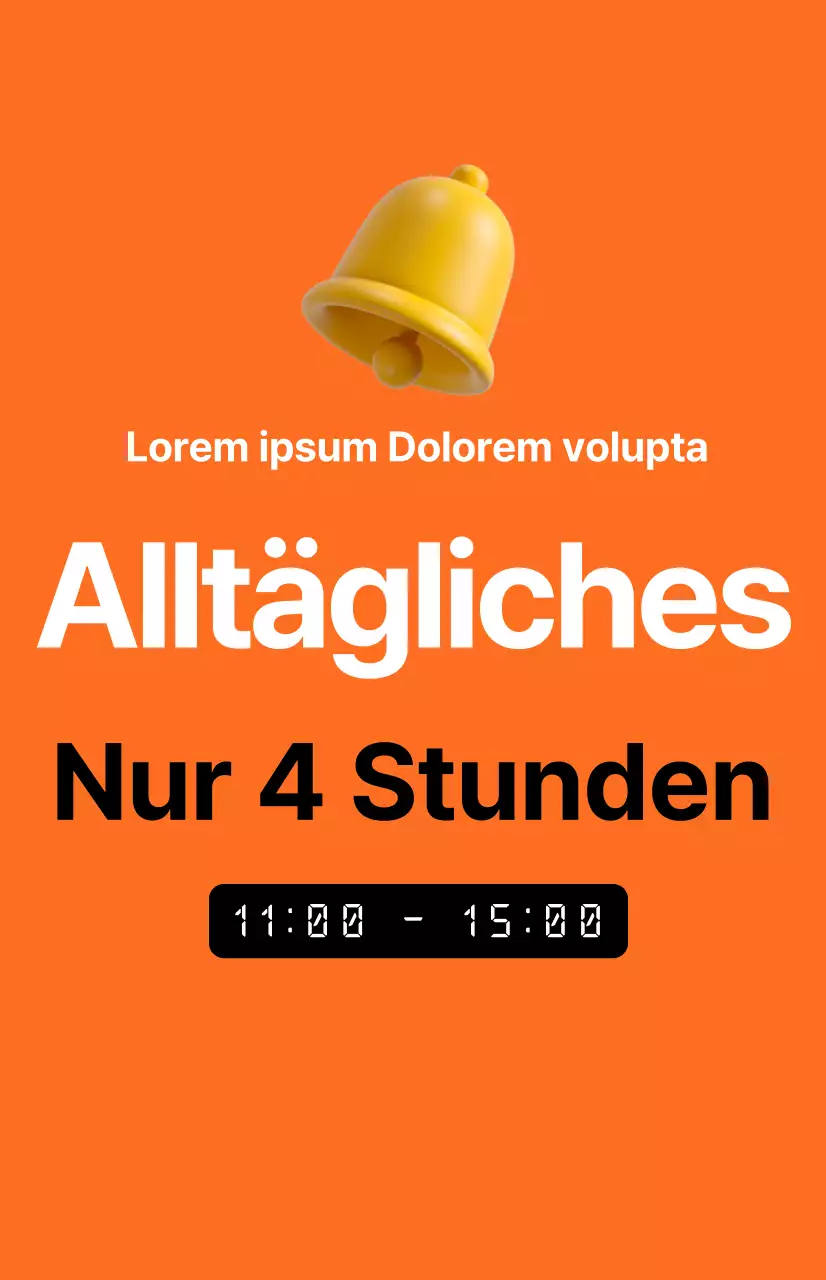 Eine aussagekräftige Zeitverkaufswerbung mit dem Bild eines Weckers auf orangefarbenem Hintergrund