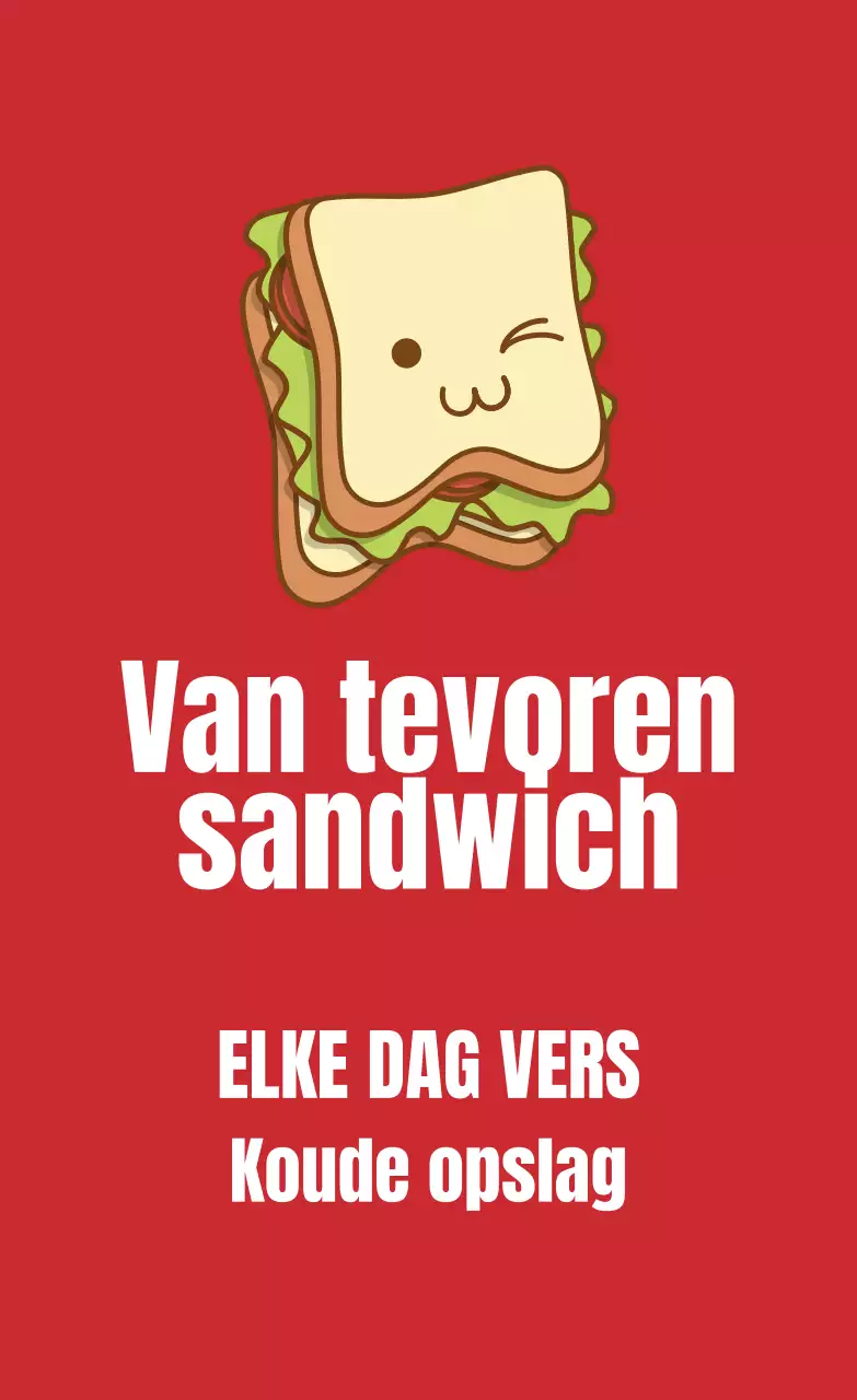 Rood geïllustreerd sandwich etiket
