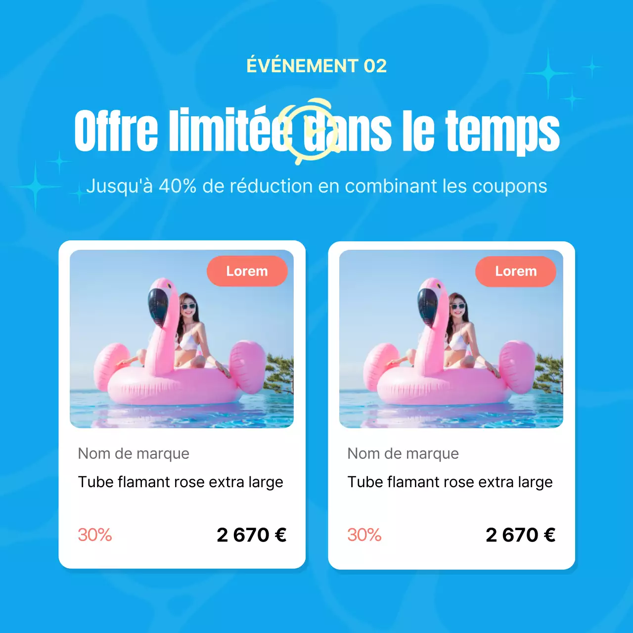 Promouvoir une vente d'été tropicale en bleu et jaune