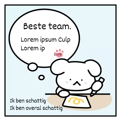 Emoji-achtige ontslagtweet met een lichtblauwe en witte hond