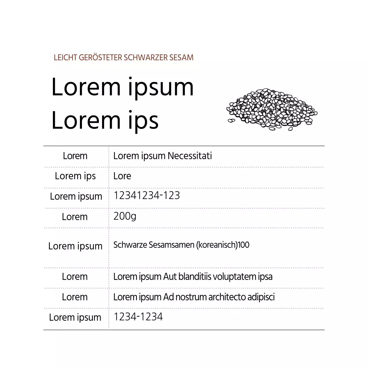 weiß illustration einfache lebensmittel schwarz sesam etikett