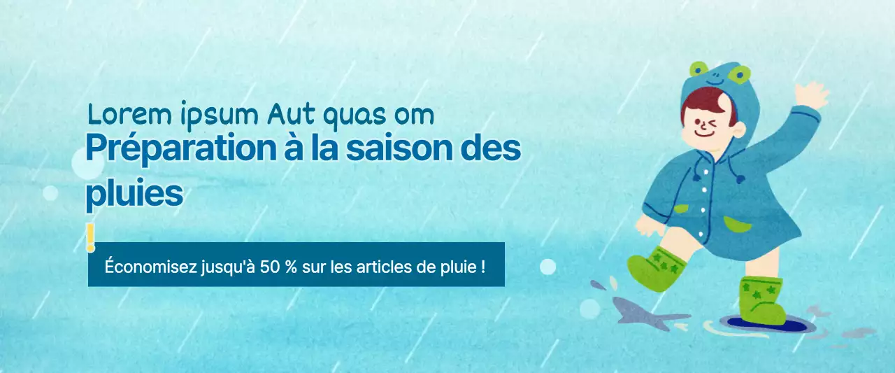 Préparation à la saison des pluies avec une illustration mignonne en bleu clair
