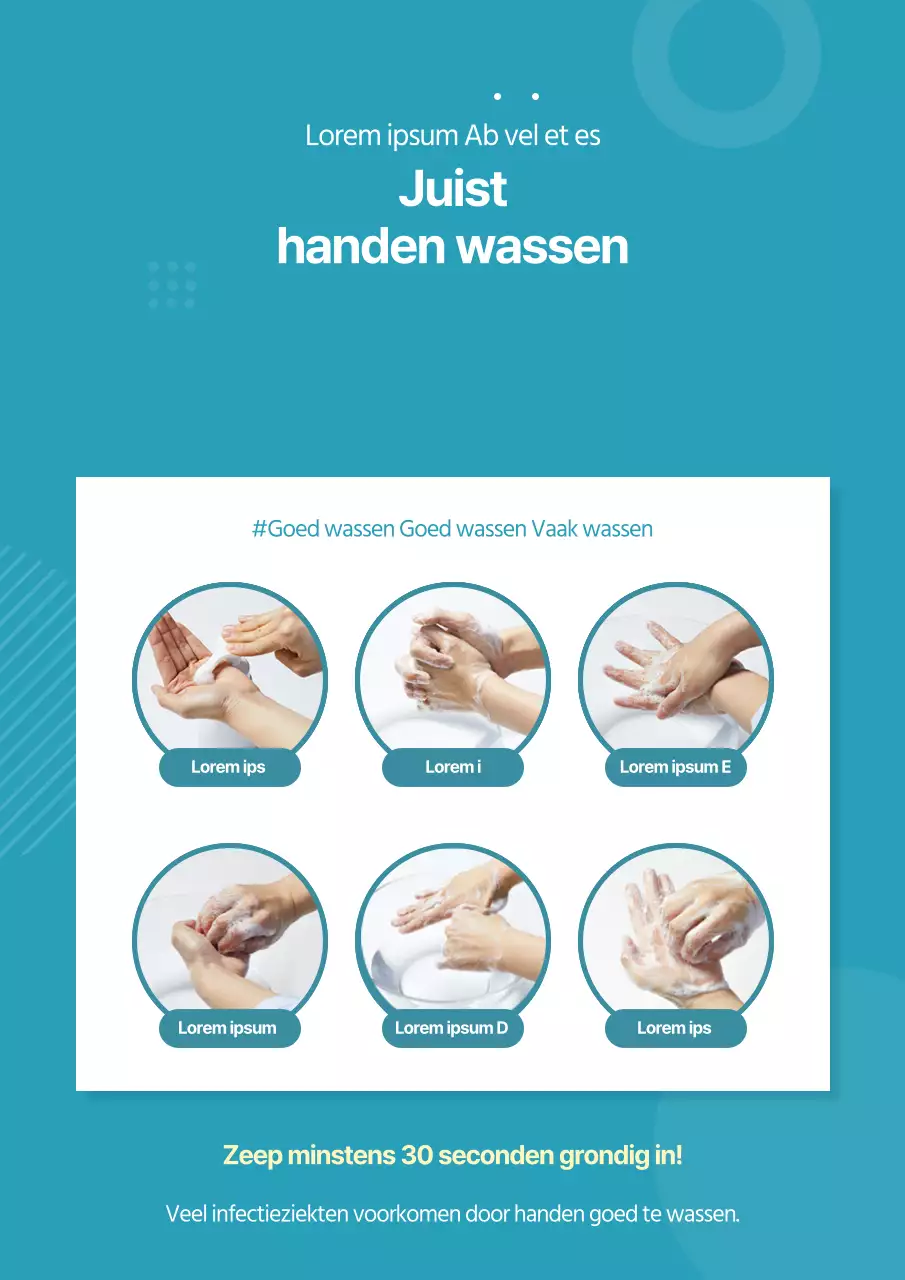 Eenvoudige handwaspromotie met turquoise handwasfoto's
