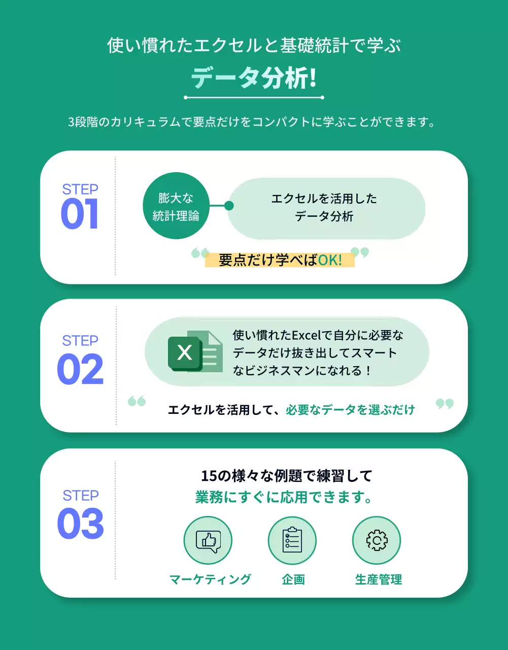 緑 シンプル データ分析 チラシ 詳細ページ