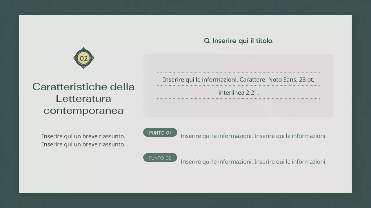 Atmosfera verde e rilassante Corso di letteratura moderna