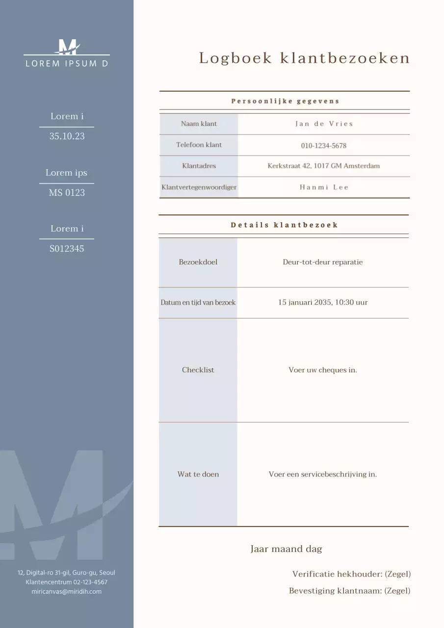 Blauw eenvoudig dagboek