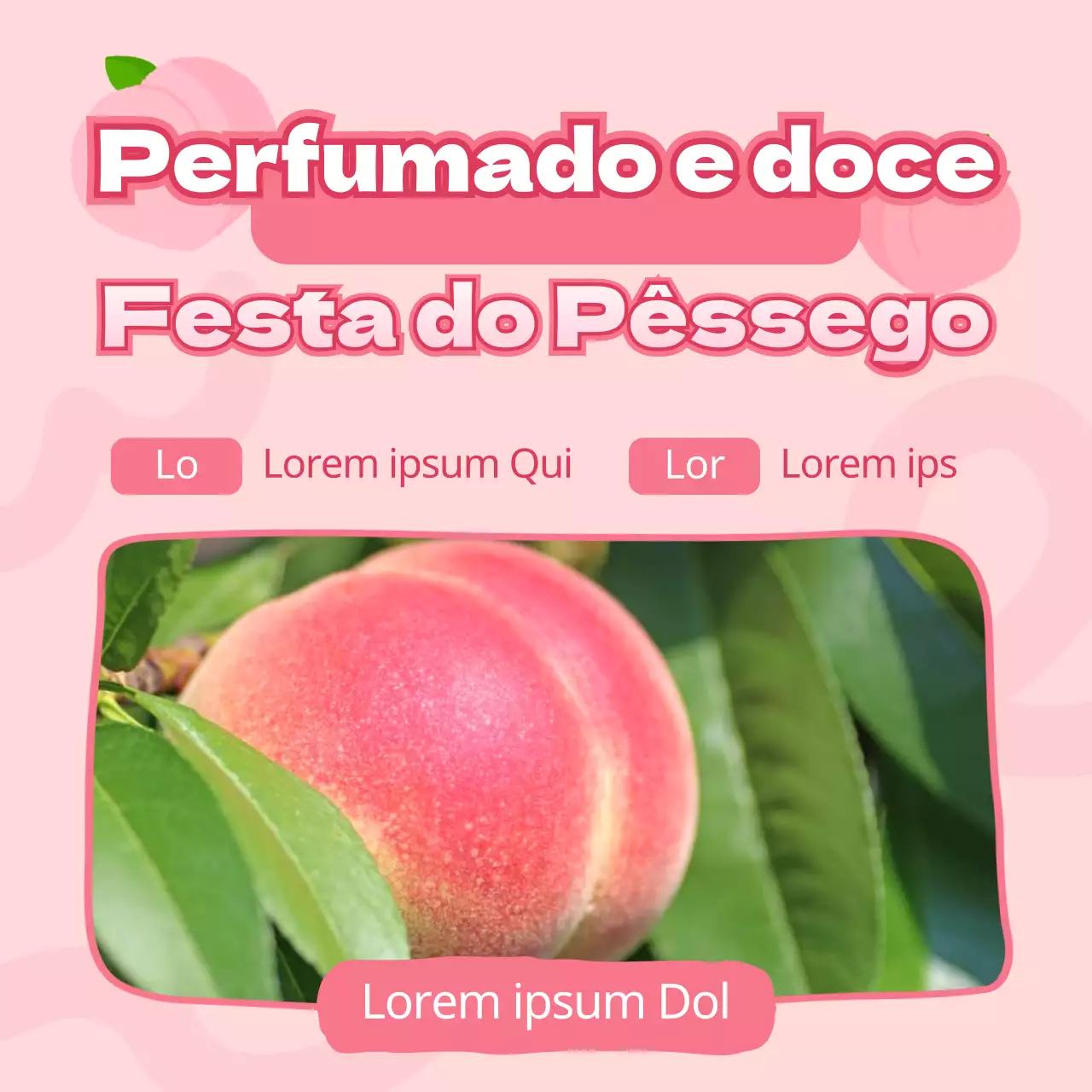Apresentação de um festival de pêssego kitsch com um conceito cor-de-rosa e giro