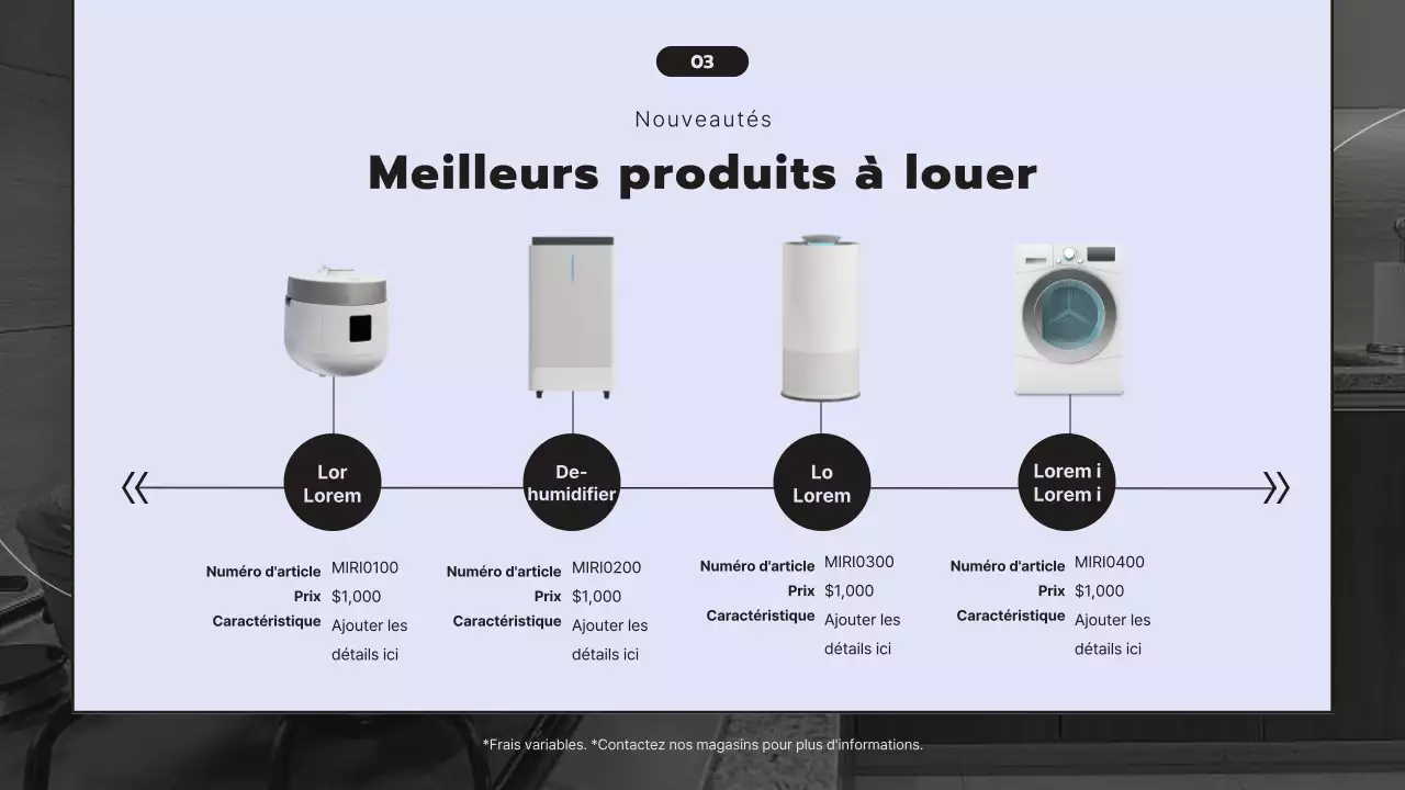 Proposition de service de location d'appareils électroménagers propre et moderne sur fond mauve