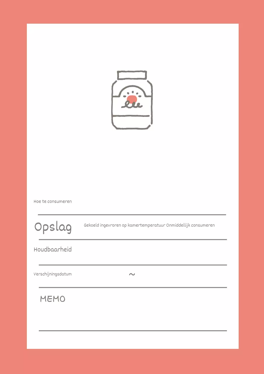 Poster met eenvoudig ontwerp voor voedselopslag in roze