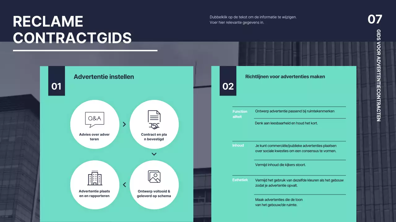 Mediavoorstellen in mint- en marinetinten