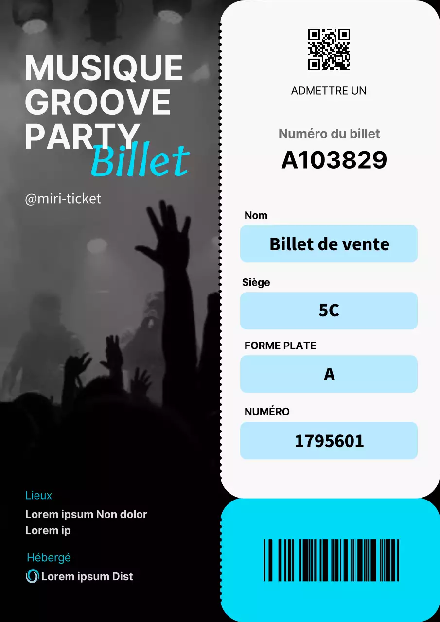 Promouvoir les concerts de musique avec un concept de billet bleu clair