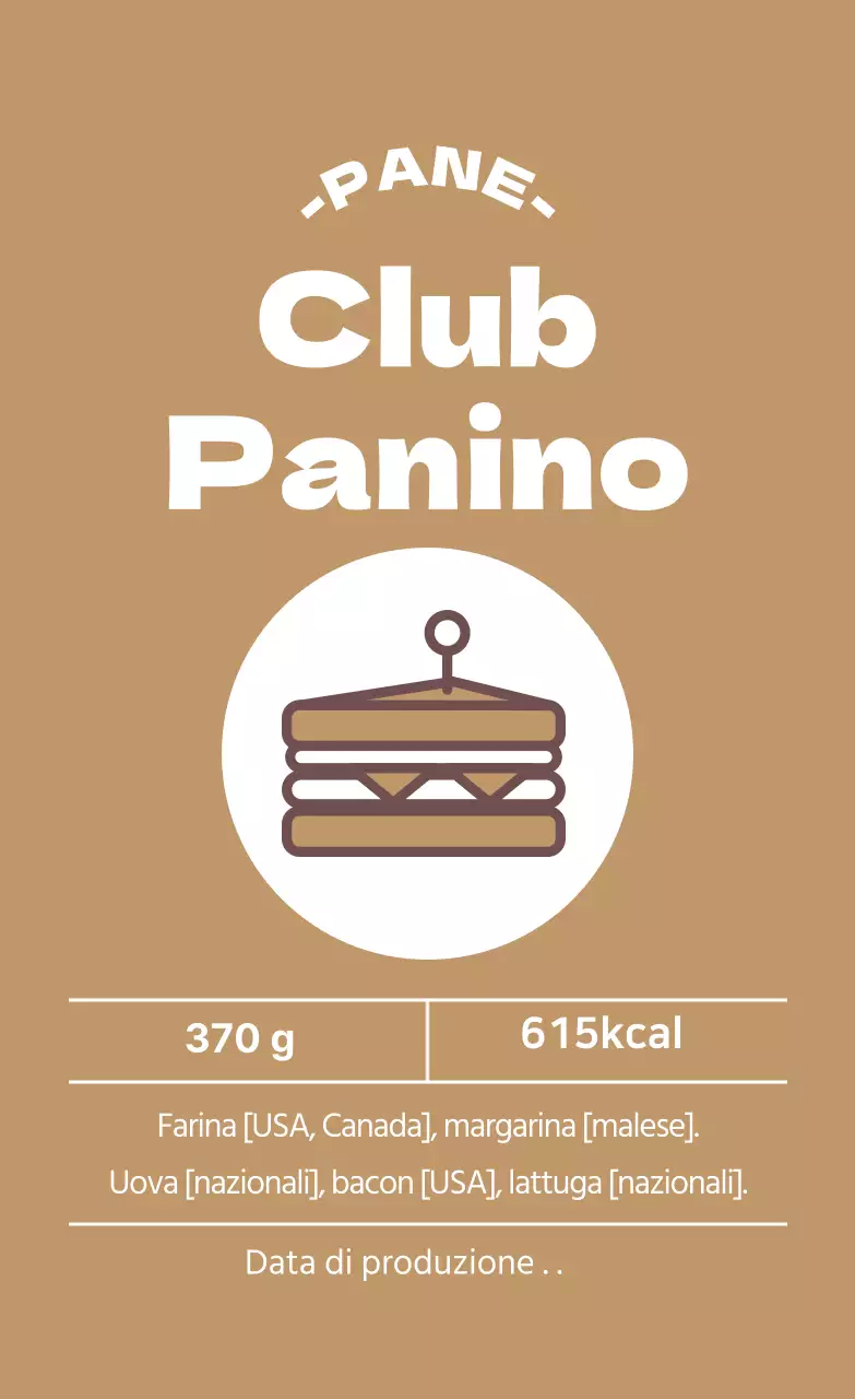 Etichetta sandwich illustrata beige