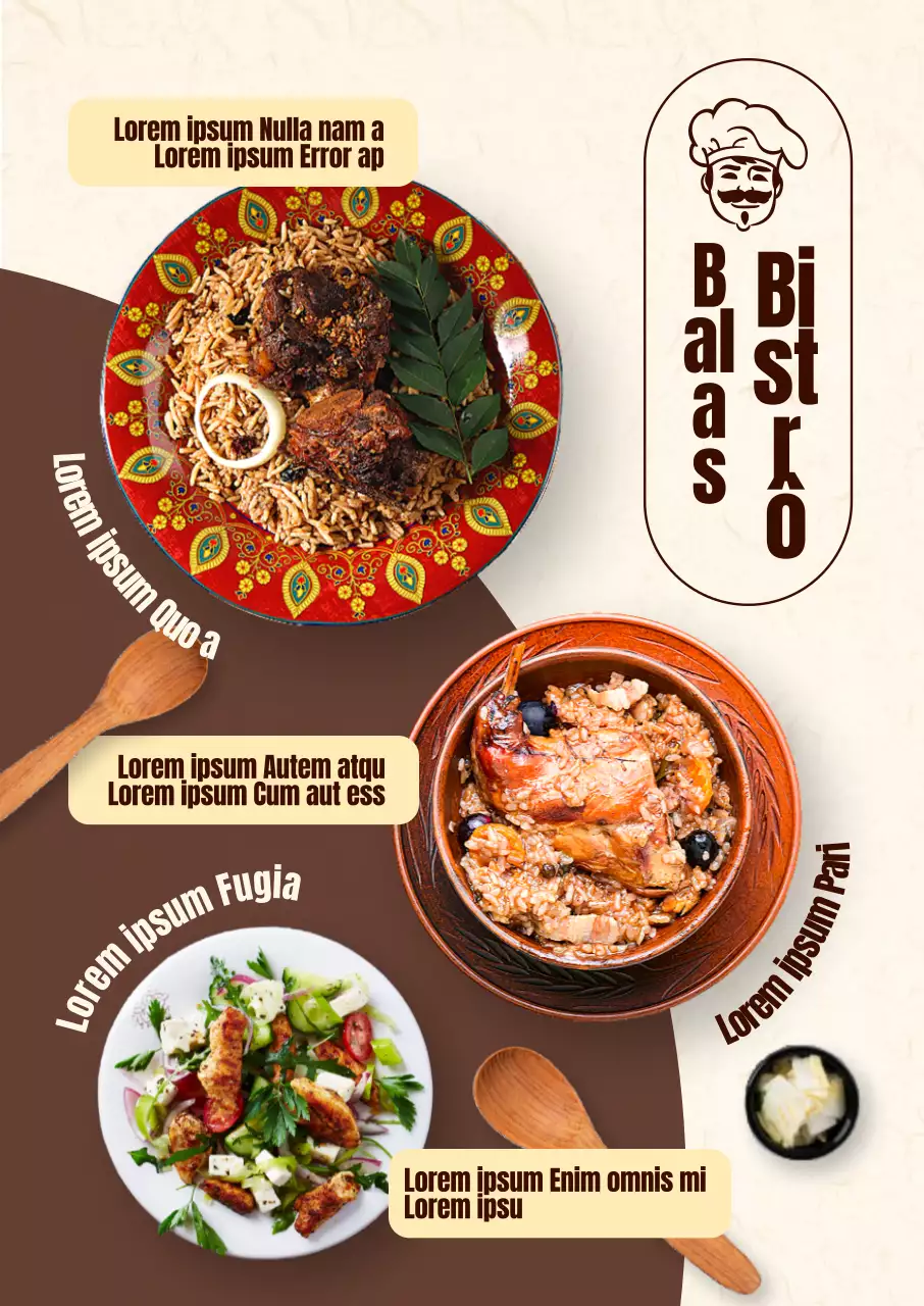 Apresentação do conceito simples e castanho do menu ocidental